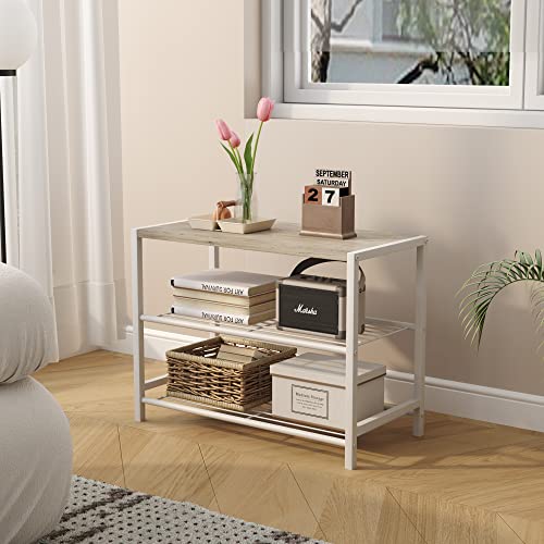Image of HOMEFORT 3-Tier Shoe Rack, Shoe Storage Shelf, Industrial Shoe Tower, Narrow Shoe Organizer for Closet Entryway, Small Shoe Rack Table with Durable Metal Shelves, White Oak
