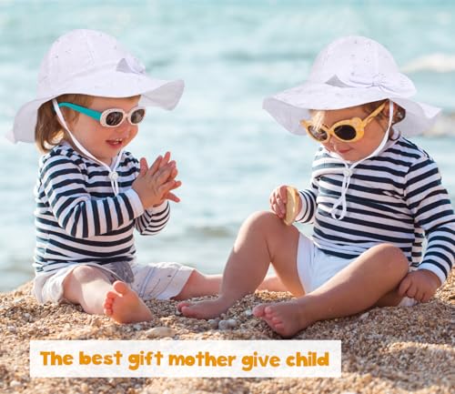 image for DANMY Baby Girl Sun Hat with UPF 50+ Outdoor Adjustable Beach Hat with