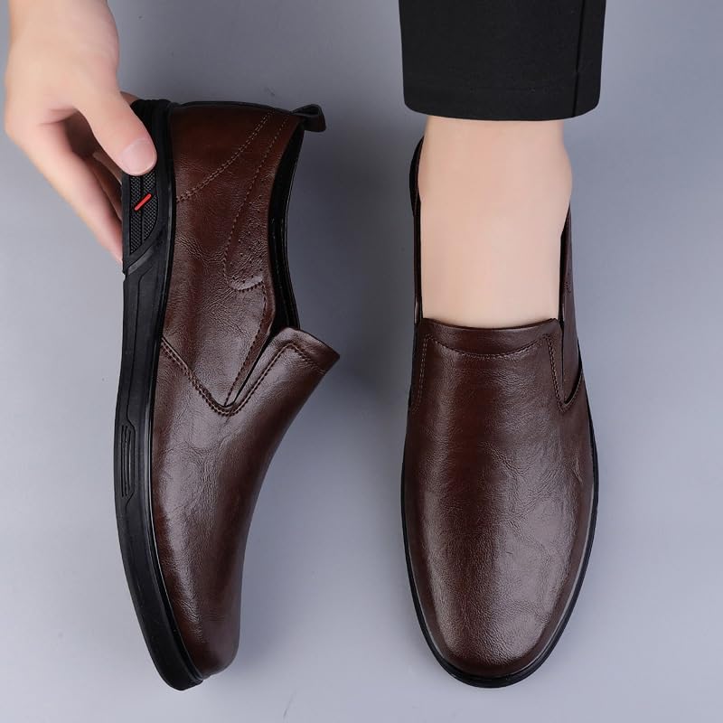 Mens Formal Oxford Shoes Fashion Outdoor Uniform Slip On Plain Toe Party Wedding Non Slip Rubber Sole Low Top Classic Top-Grain Leather2