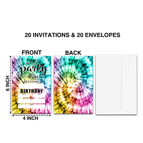 Birthday Invitations, Fill-In Tye Dye Style Birthday Party Invitations With Envelopes For Boys Girls(20-Pack), Birthday Party Decorations And Supplies -Yqk-A62 #TOP1