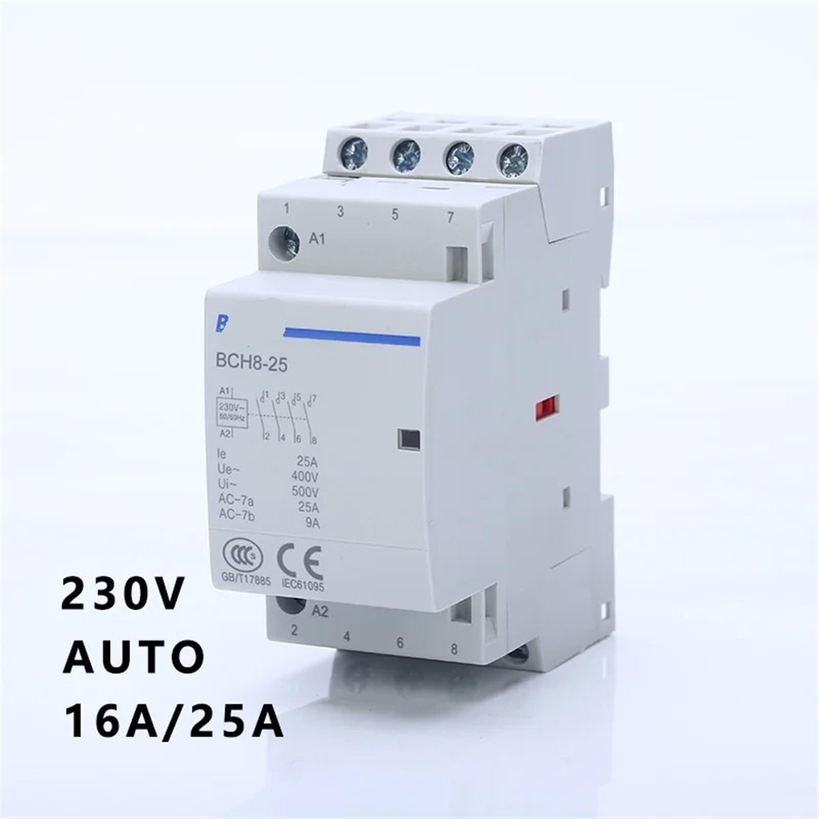 Stycznik 4P 220V AC 16A 25A 4No 4Nc 2No 2Nc 3No 1Nc 3 fazy 16 25 Amp A 4 Polo 230 220 230V 4Na Szynie Din Domowa automatyczna (230V 16A 4NC)