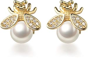 Dainty Honey Bee Stud Earrings for Women in 925 Sterling Silver