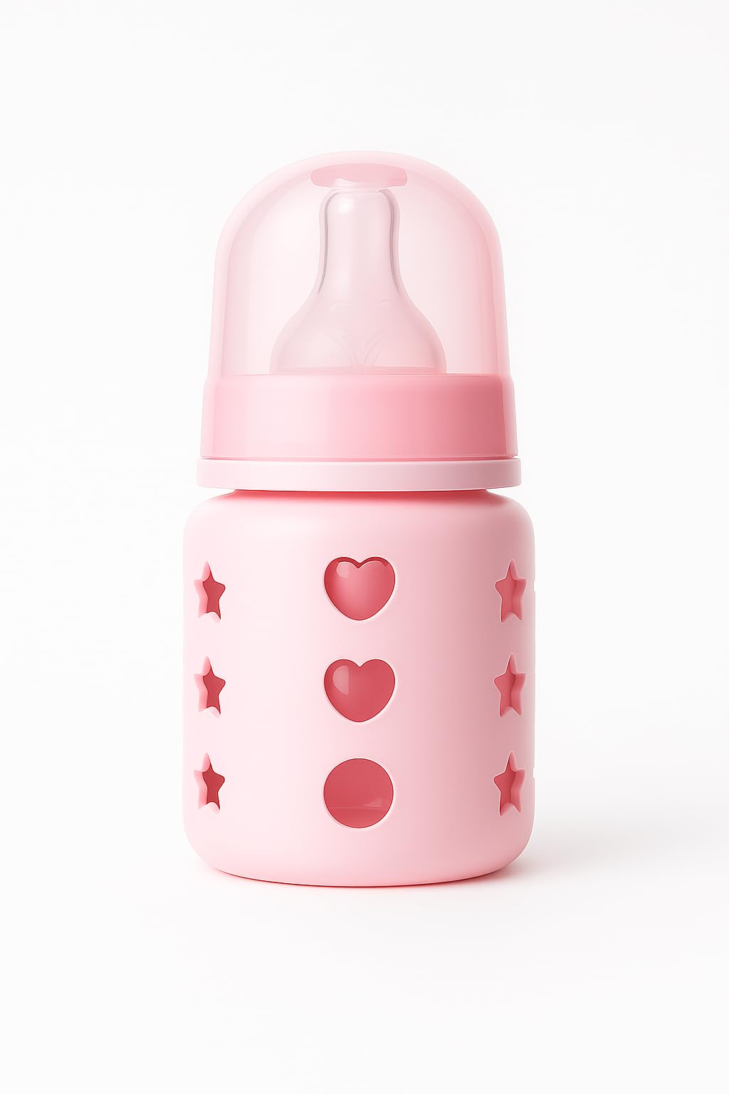 60ml Glass Baby Feeding Bottle with Silicone Nipple | BPA Free Infant Milk Bottle with Protective Silicone Sleeve | Leak-Resistant Easy Grip Newborn Feeding Bottle