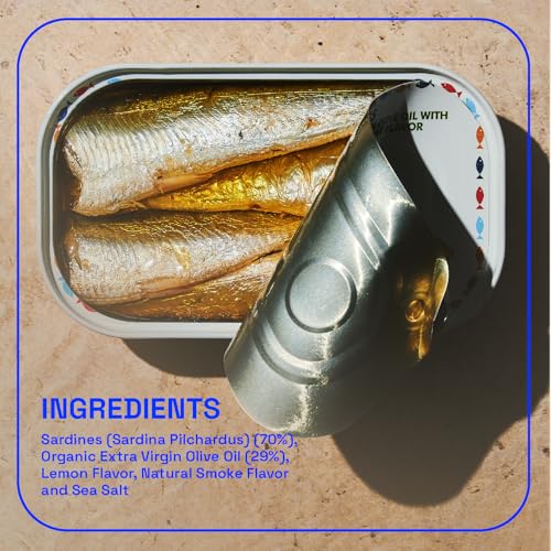 Image of BELA Wild Caught Portuguese Sardines - Lightly Smoked and Marinated in Organic Lemon Flavored Extra Virgin Olive Oil | 4.25 Oz (Pack of 12) | All Natural, High Protein, Hand Selected, Sea Salted, & Omega 3 Rich
