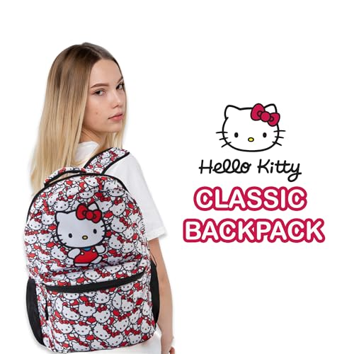 Fast Forward Hello Kitty Allover School Backpack - Hello Kitty, My Melody, Kuromi, Keroppi - Officially Licensed School Bookbag (White)2