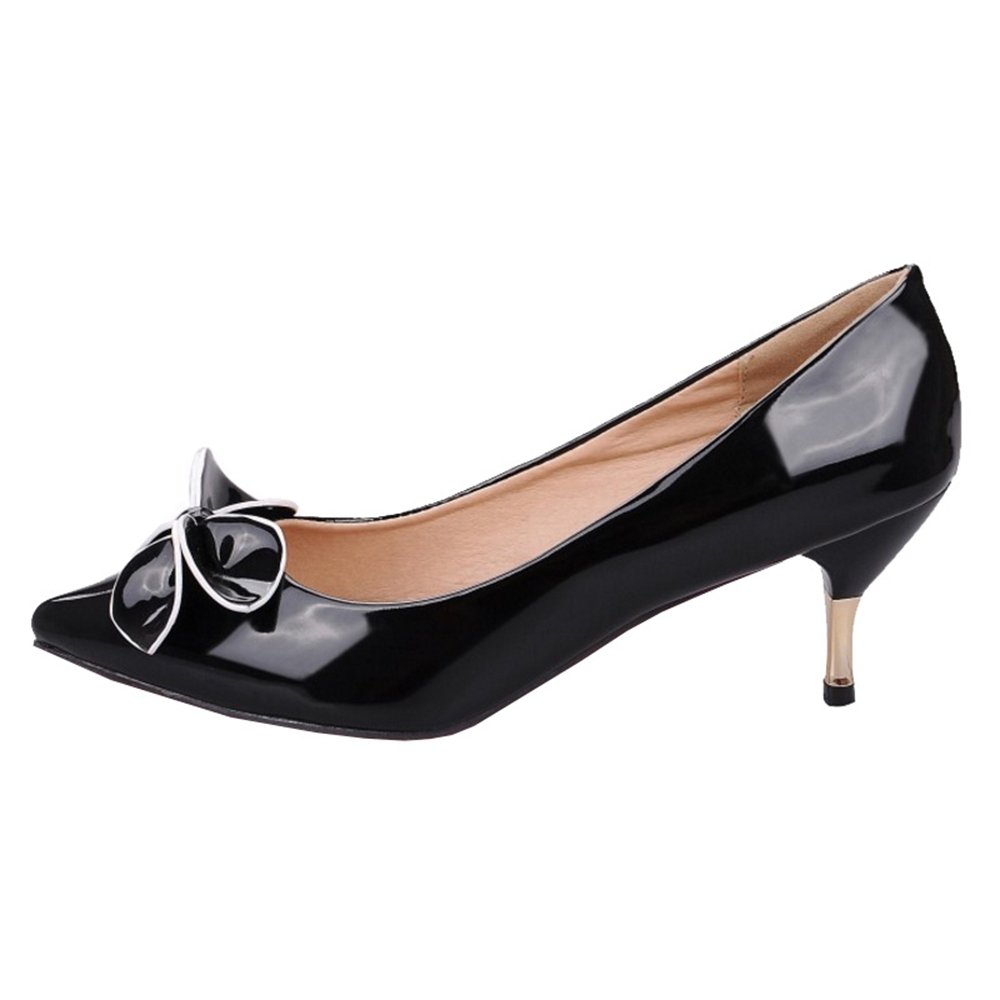 CuteFlats Women Court Shoes with Pointed Toe and Thin Heel for Office Ladies, BLACK, 9.5