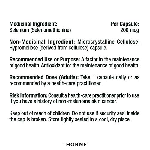 THORNE - Selenium (Formerly Selenomethionine) - 200 mcg Selenium Supplement for Antioxidant Support - 60 Capsules - 60 Servings - Image 3