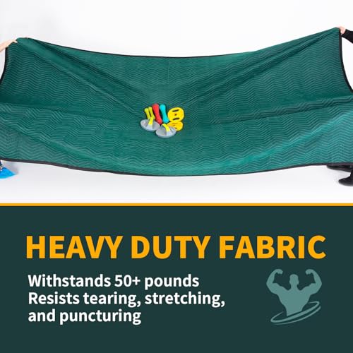 Image of Moving Blankets 4 Pack, Double Extra Large 144 inchx80 inch Heavy Duty Quilted Packing Blankets for Moving, Shipping & Storage, Professional Furniture Pads -Green & Gray