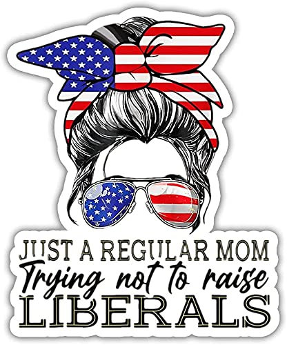 3 Pcs/ Pack-Just A Regular Mom Trying Not to Raise Liberals Republicans Sticker-Laptop Bottle Car Bumper Helmet Gift Wall Window Sticker 3 inch x4 inch SK18052107 (3 x4 inch )