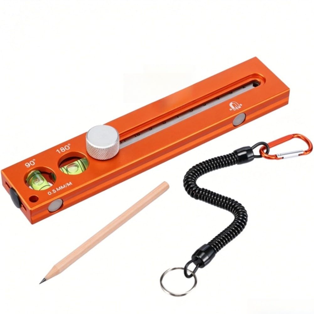 Extendable Aluminum Alloy Marking Ruler for spirit Level Multifunctional Measuring Ruler with Level Bubble Heavy-Duty Tool 12-24 Inch Clear Graduations for Woodworking and DIY Projects (02)