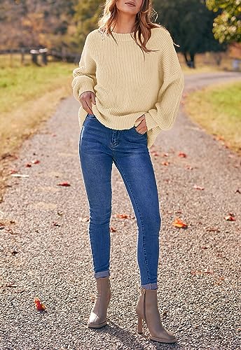 Image of PRETTYGARDEN Womens Sweaters Spring 2026 Oversized Chunky Knitted Pullover Sweater Casual Long Sleeve Crewneck Cute Sweaters