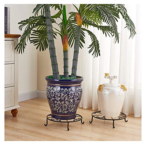 FaithLand 12 inch Heavy Duty Potted Plant Stands, Set of 2, Art Forged
