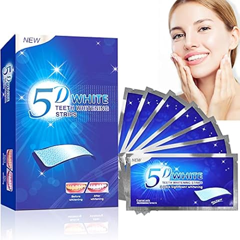 Teeth Whitening Strips 5D,Tooth Whitening Kits for Sensitive Teeth Gentle for Enamel and Gums, Teeth Whitener Removes White Strips Coffee Tea Smoking & Wine Stains (7 Sets, 14 PCS) (14 PCS) Cover