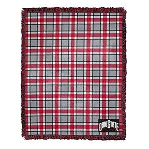 Northwest The Company NCAA Ohio State Buckeyes Woven Jacquard Throw Blanket, 48″ x 60″, Athletic Word Tartan