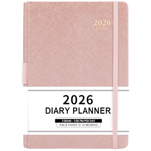Agenda 2026 - Agenda 2026 de janeiro 2026 a dezembro 2026, agenda anual 2026, planeador diário 2026, 14,8 cm × 21,4 cm