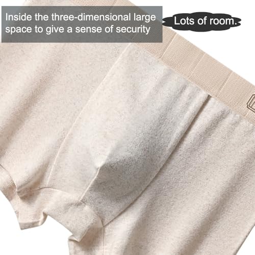 1 Pcs Men's Cotton Boxer Briefs,Wicking Underwear,Comfortable,Soft,Breathable,Regular,apricot4