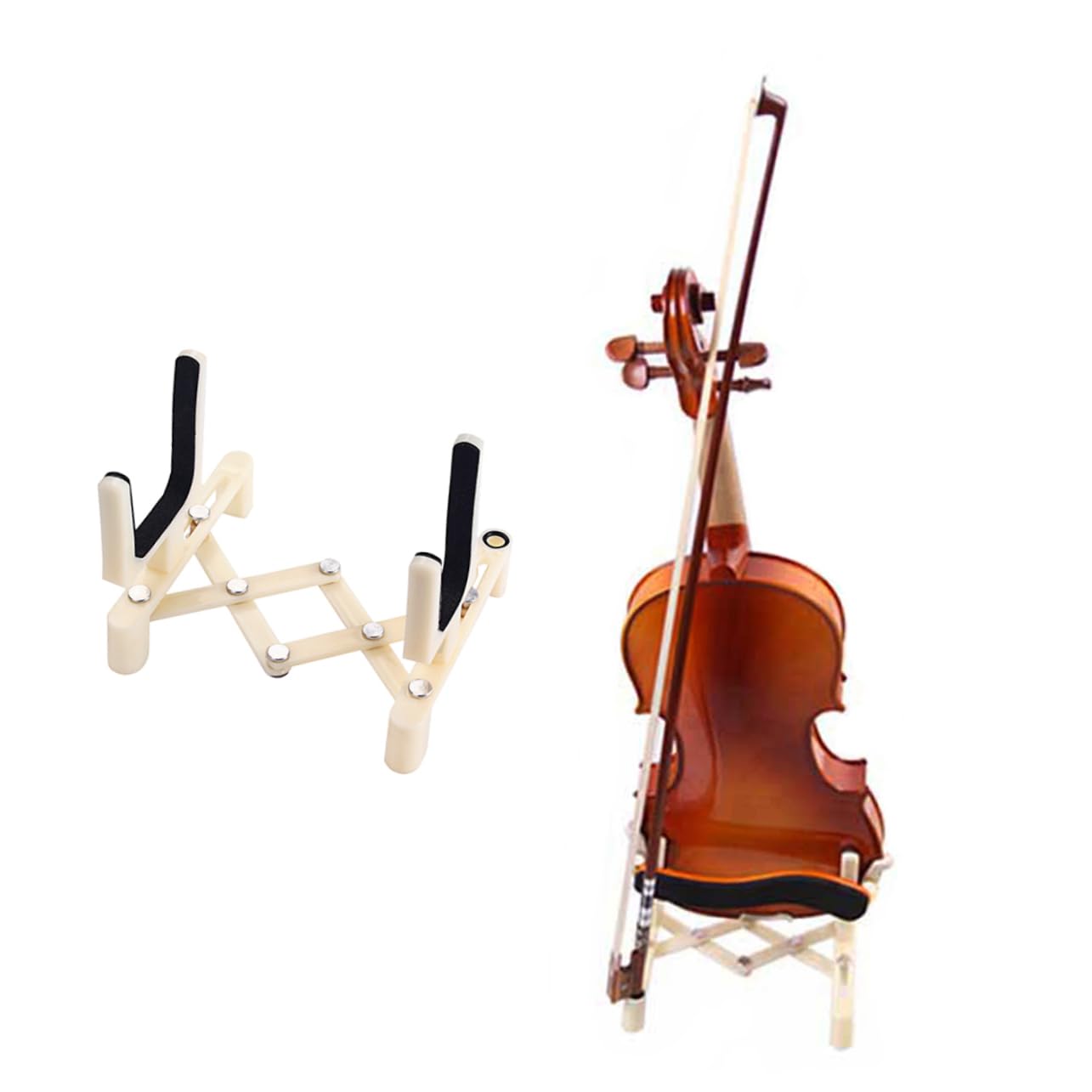 GOOHOCHY Foldable Violin Rack Stand Violin Portable Floor Stand Holder Sponge Pad