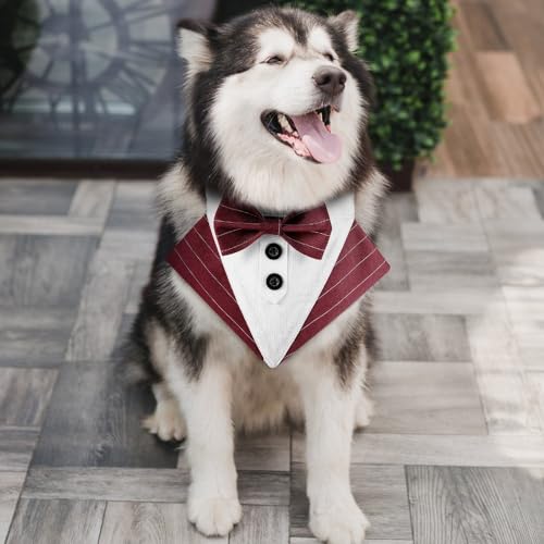 Hund Smoking Bandana Halsband, Verstellbar Haustier Fliege Bandana Haustier Hochzeitshalstuch mit Fliege für Hochzeit Geburtstag Weihnachten