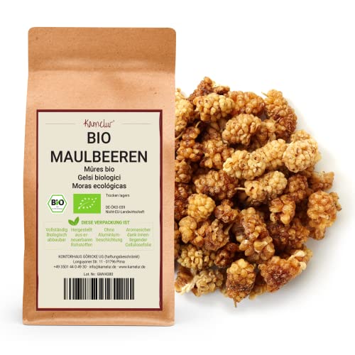 Kamelur Gelsi Bianchi Essiccati Bio, Deliziosi Frutti Secchi Non Solforati E Non Zuccherati 1 Kg (Confezione Da 1)