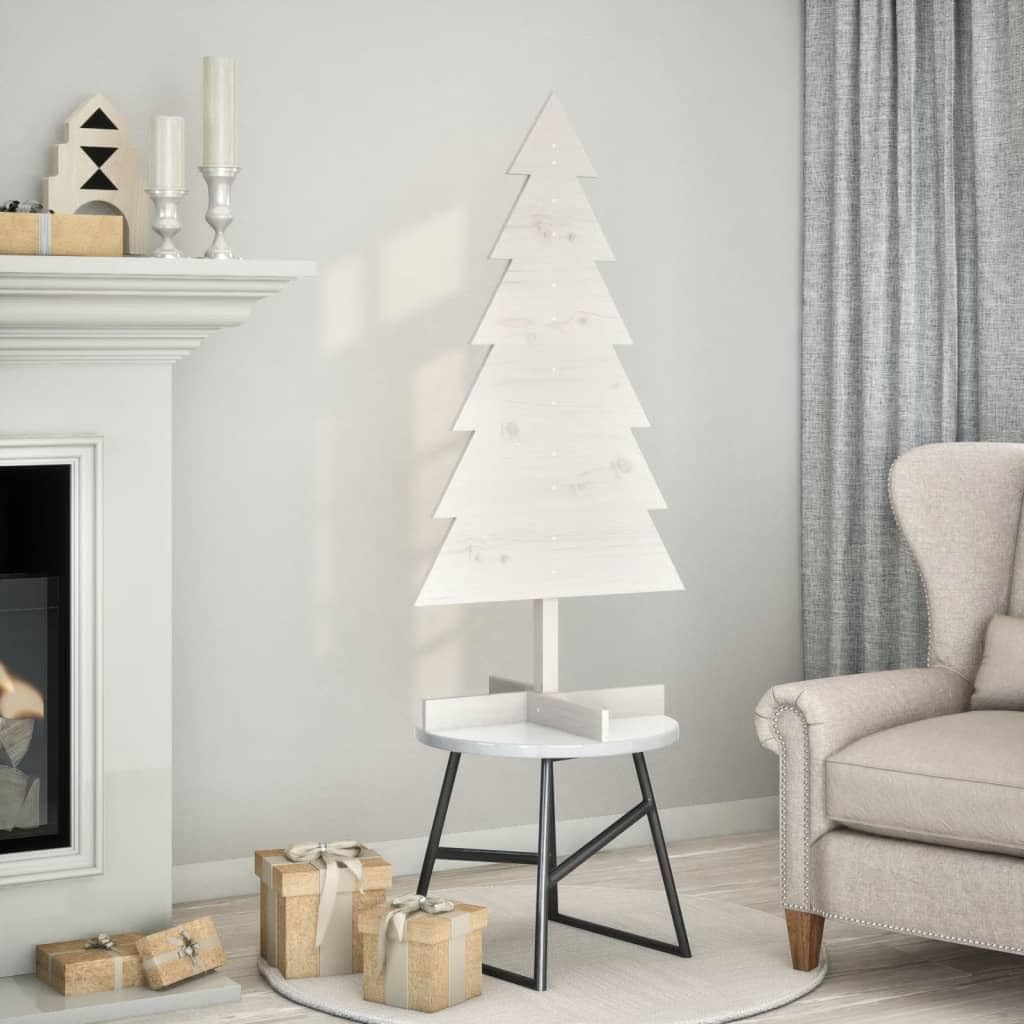 Tidyard Árbol de Navidad de madera para decoración blanca 120 cm pino macizo, árbol de Navidad, árbol de Navidad, montaje rápido para hogar, oficina, fiesta, decoración