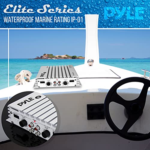 Image of Pyle 4-Channel Marine Amplifier - 400W Elite Hydra Series Water Resistant Amplifier with Dual MOSFET Power Supply, RCA Connectivity with Level Control, LED Indicator, Fuse Protection - PLMRA400.5