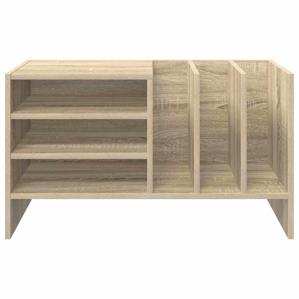 Armadietto per vinili con scaffale, in rovere Sonoma, 78,5 x 35 x 45 cm, cassettiera con 6 scomparti, per soggiorno, dischi in vinile, Hi-Fi, scaffale per CD, DVD, credenza