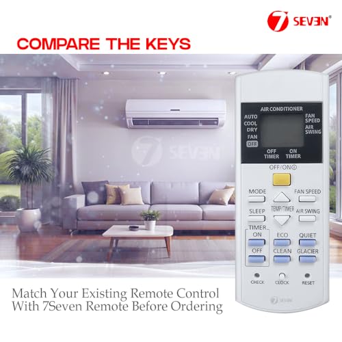 Image of 7SEVEN Compatible with Panasonic AC Remote Control Model 29F Suitable for 1 1.5 2 Ton Split and Window Air Conditioner - Match Each Key by Key Exactly with Existing AC Remote Function