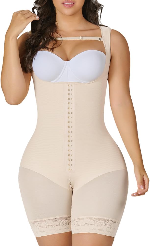 YIANNA Fajas Colombianas Shapewear for Women Tummy Control Butt Lifter with Zipper Crotch Postpartum Body Shaper