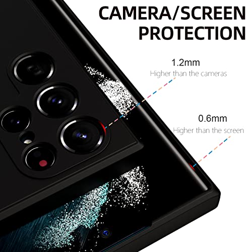 Image of Kapa Matte Lens Protective Back Cover for Samsung Galaxy S22 Ultra, Slim Silicone with Soft Lining Shockproof Flexible Full Body Bumper Case (Black)