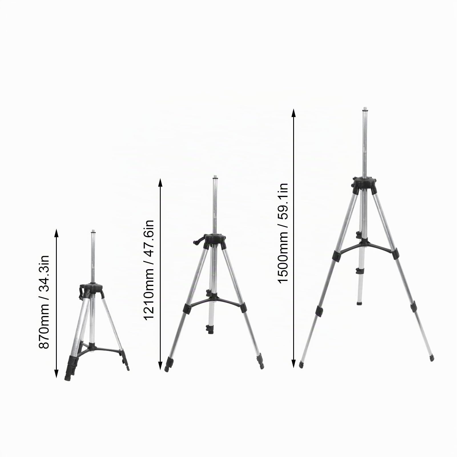 Treppiede per Livella Laser, Treppiede in Alluminio Ad Altezza Estensibile con Livella a Bolla, Gambe Pieghevoli, Supporto per Misurazione Orizzontale Autolivellante