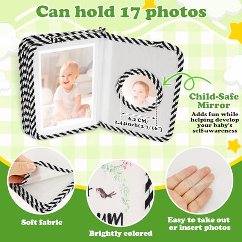 Baby Fotoalbum 4x6 Zoll, 17 Fotos Mein erstes Familienalbum Buch mit Tiere Weichem Stoffeinband & Haken für Neugeborene/Kleinkinder/Kinder/Baby-Dusche-Erinnerung-Geburtstagsgeschenke, Regenherzen