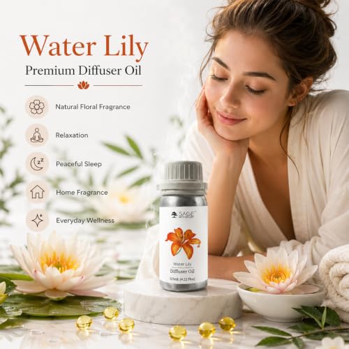 Image of Sage Apothecary Waterlily Diffuser Oil Natural Aromatherapy Oil for Sleep and Relaxation - 125 ml