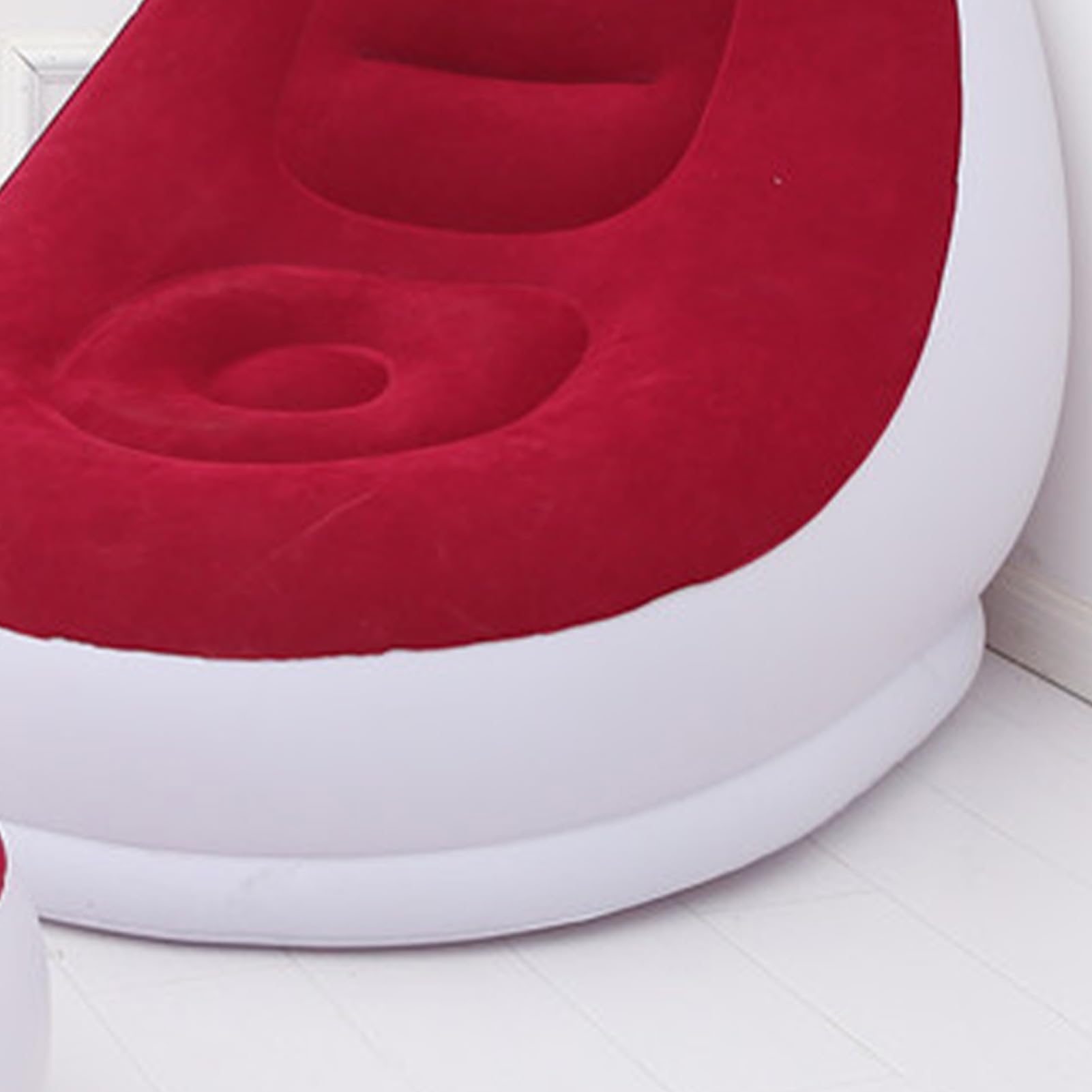 Chaise Gonflable Gonflable, Chaise Longue Gonflable avec Pouf pour Le Camping, Les Jeux, la Pause déjeuner, la fête dans Le Jardin, Profitez d'un Bain de Soleil (Rouge)