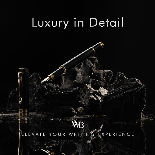 Image of Wordsworth & Black Fountain Pen Set, Luxury Bamboo Wood - Medium Nib, Gift Case; Includes 6 Ink Cartridges, Ink Refill Converter -Journaling, Calligraphy; Drawing, Smooth Writing [Black Wood]