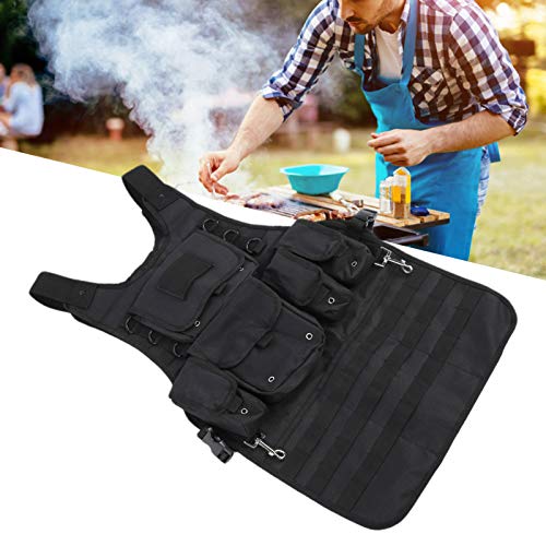 POCREATION Avental de ferramenta de armazenamento, conveniente preto ajustável com gancho removível