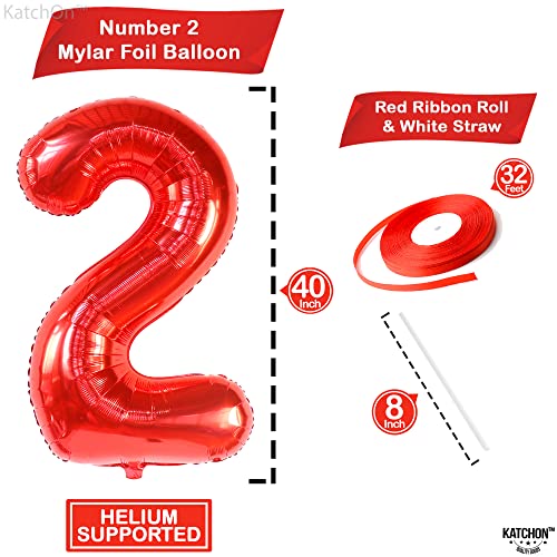 Image of KatchOn, Number Balloons - 40 Inch Red 2 Balloon Number