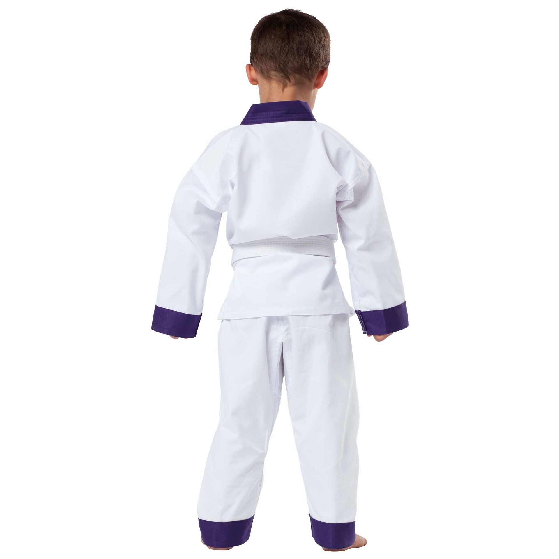 Kwon DanRho Anzug Drachenkralle für Karate oder Taekwondo weiß mit lila Revers