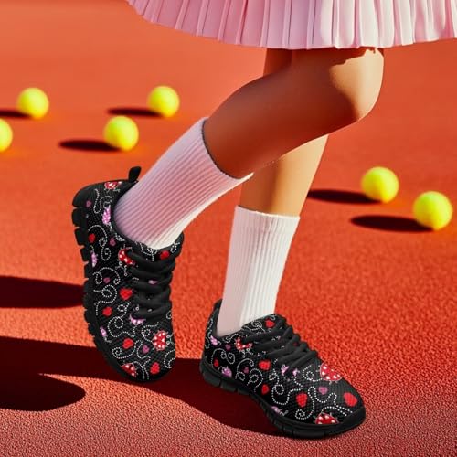 Pink Bow Shoes for Girls Big Kids Casual Knitted Mesh Sneakers Cozy Anti-Slip Athletic Shoe Breathable Lightweight Tennis Running Shoes4