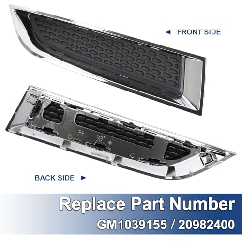 Image of Fog Light Grille Cover Compatible with 2013-2016 GMC Acadia 2017 Limited Right Passenger Side Bumper Cover Grille With Chrome Molding Front Upper Mounts Below Head Light # GM1039155 20982400