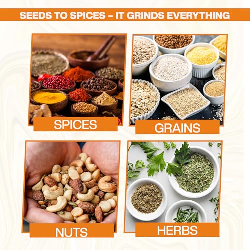 Image of Gorek Technologies Masala Grinding Machine - 1000g Capacity | 2800W High-Speed Stainless Steel Dry Grinder for Grains Herbs Masala Seeds Home & Commercial Use | Portable Spice Grinder (GT-PG-1000S)