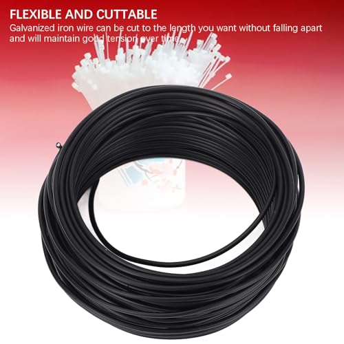 Alambre de atar de hierro galvanizado 1.5mm x 20m boca redonda, alambre metálico flexible para cable PVC de telecomunicaciones, fuerte y flexible (Negro) miniatura 5
