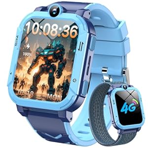 Blackview Smartwatch Kinder, Uhr mit 4G Funktionen, Kann SIM-Karte einstecken, LBS+WLAN+GPS-Tracker, SOS Notruf, Telefonanruf, Videoanrufe, Sprachchat, SMS, Schulmodus, Kinderuhr für Junge und Mädchen