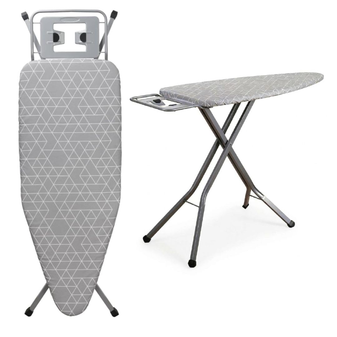 Amd Nexus Grey Ironing Board - 122 X 38Cm, Folding Ironing Board With Jumbo Iron Rest, Adjustable Height, Foldable & Collapsible Ironing Table