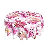 Pink Flamingos Round Tablecloth Washable Reusable Decoration Table Cover for Kitchen Party 60"