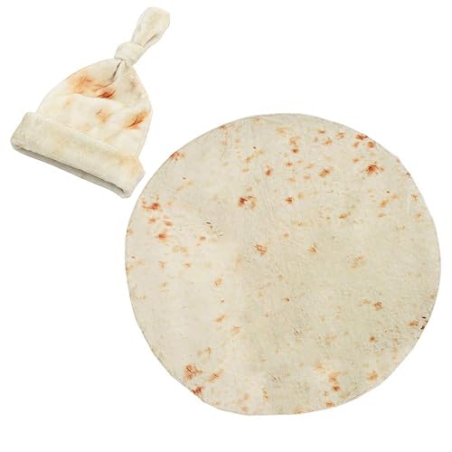 Miniatura 4 de Manta envolvente de burrito para bebé, manta de ducha de franela segura para tortilla con sombrero, gran regalo para bebé (36 pulgadas)