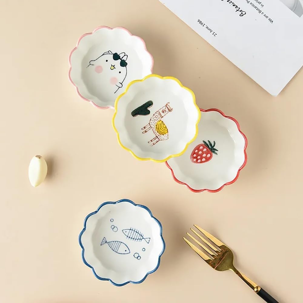 Kolorful Ceramic Sauce Dish Dipping Bowls Appetizer Plates Side Dishes Japanese Style Dinnerware Set Seasoning Dishes,Mini Dip Bowls for Serving Chutney,Pickle,Sauce (Multi-Colour-L) Set of 12 4