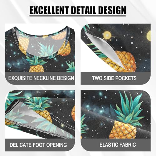 ALAZA Pineapples Stars Pajama Set Short Sleeve Sleepwear Soft Lounge Nightwear4