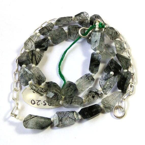 Quartz rutilé noir véritable en perles de 6mm 9mm pour création de collier lithothérapie