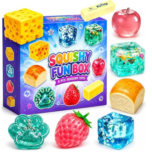 Squishy Fun Box Mystery Set Blindbox Malzzucker kreativ langsam zurückkehrende Squishies Fidget-Entlastung Handentspannung Schreibtischdekoration Partygeschenk Geschenke für Erwachsene (#A)