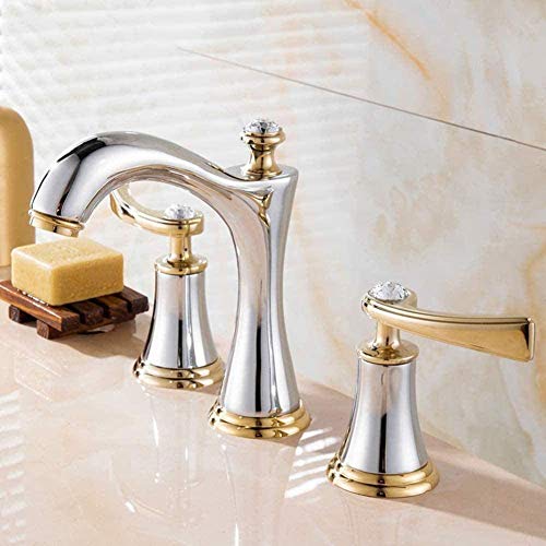 Robinet mitigeur de lavabo à trois trous en laiton pour vasque découpée